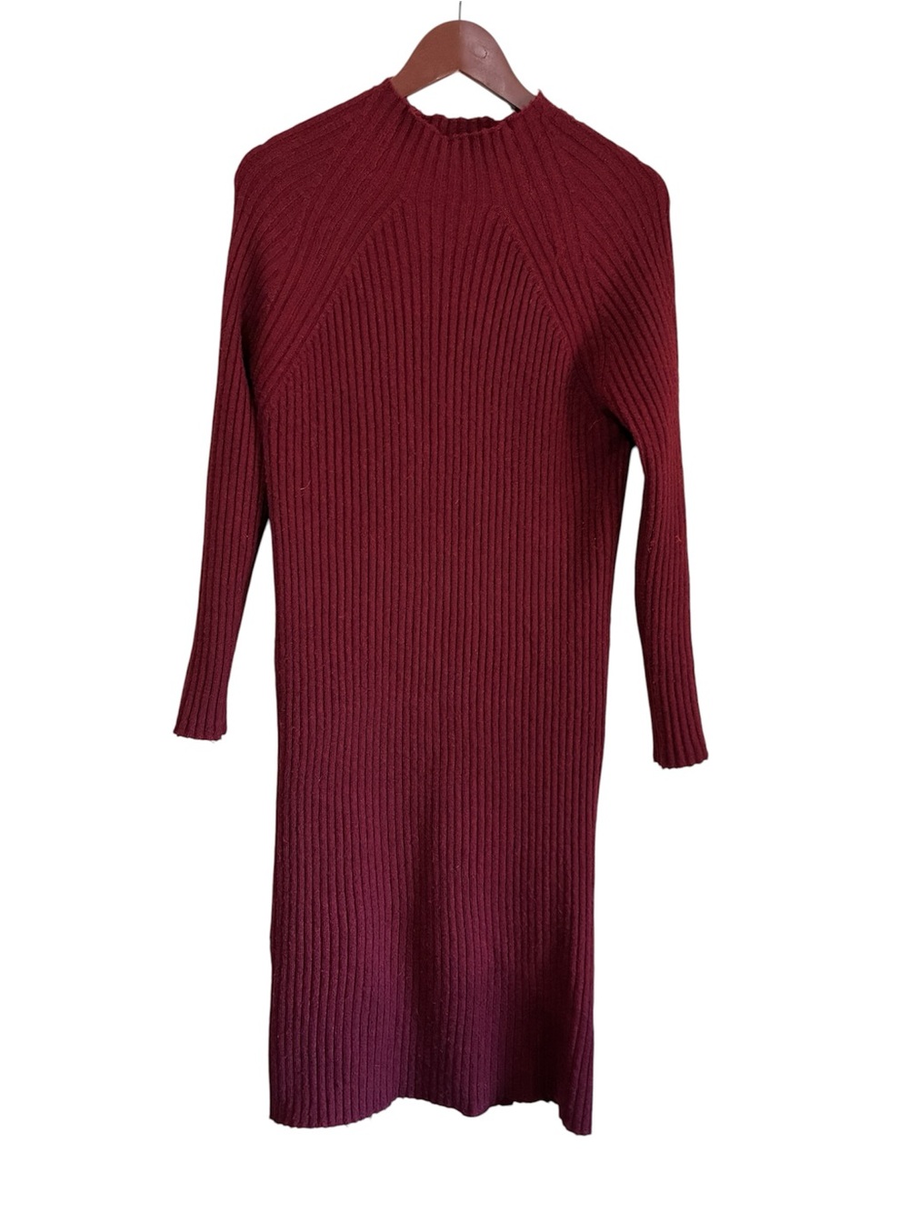Stitchdrop Women's Burgundy Mock Neck Long Sleeve Sweater Dress Size Medium
